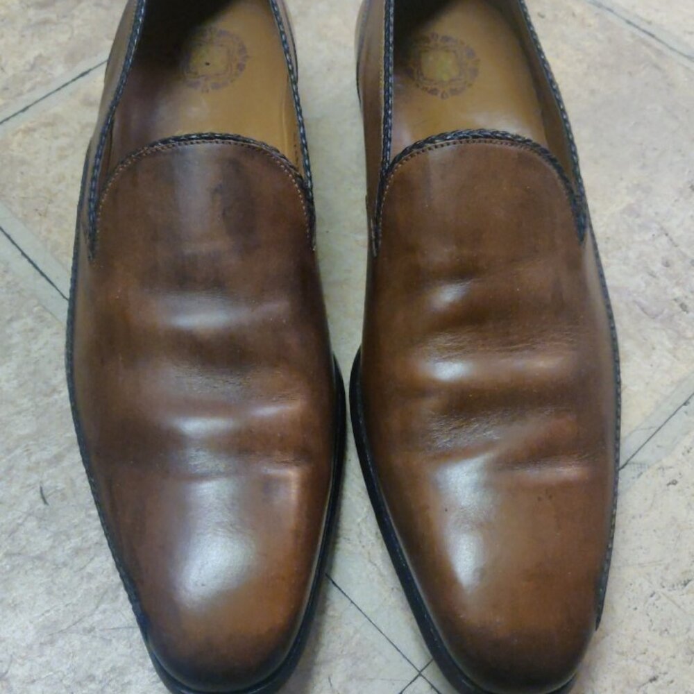 Mezlan 9.5M Fabriano 57658 custom loafers brown patina spain braided accents